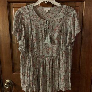 NEW J.Jill boho floral peasant blouse shirt size M may fit L